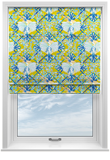 Faded Glamour, China Blue Chartreuse - Roman Blind